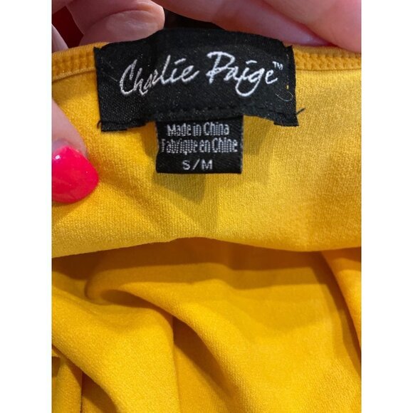 Charlie Page Yellow Long Camisole Top with Adjustable Straps Sz S - Picture 4 of 6